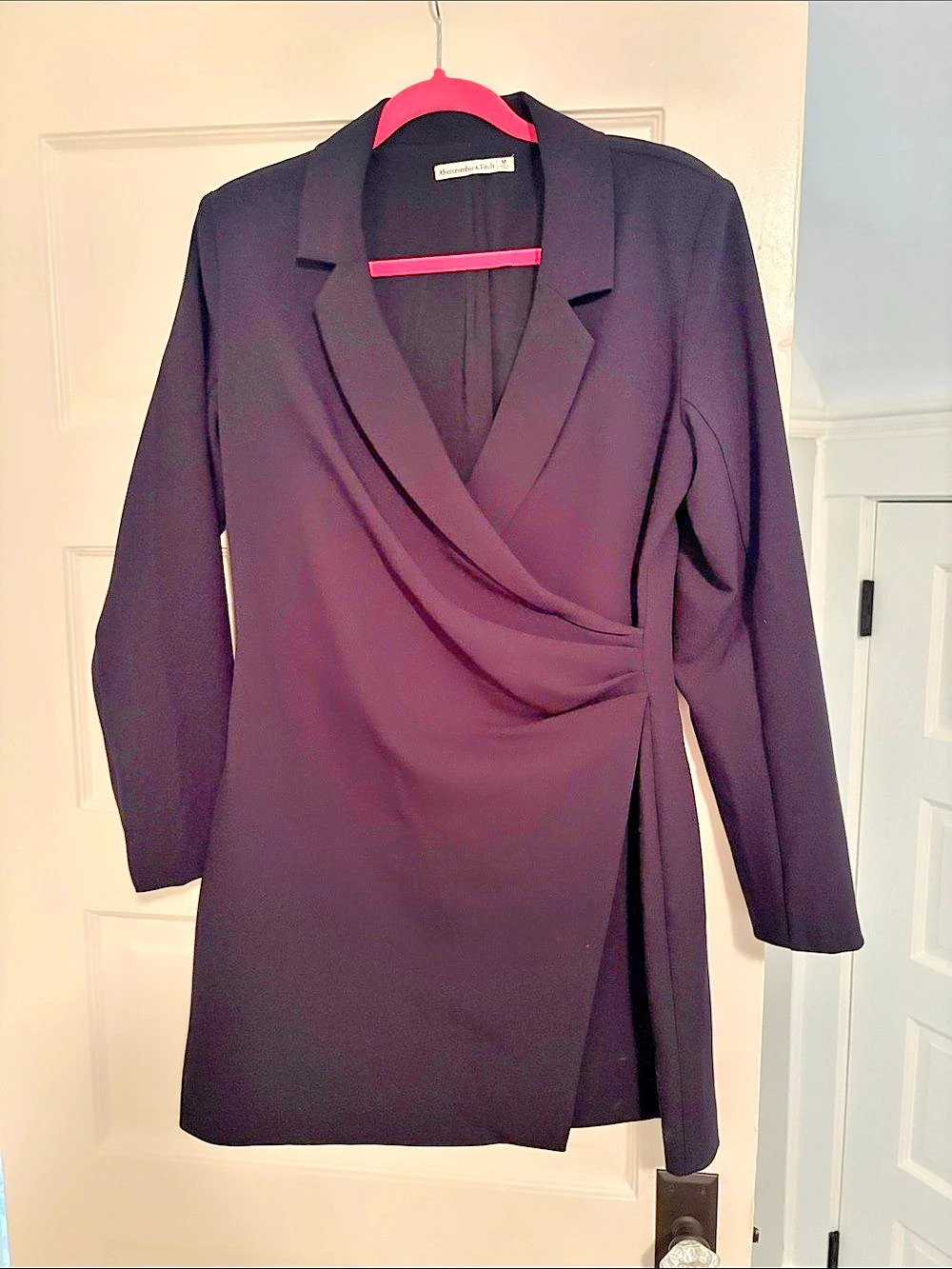 Abercrombie & Fitch Wrap-Front Cutout Blazer Dress Black